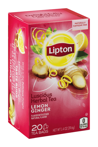 リール Lipton Lipton Luscious Herbal Tea, Lemon Ginger - 20Ct Bags | Hy-Vee