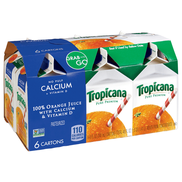 Tropicana Pure Premium No Pulp Calcium + Vitamin D Orange Juice 6