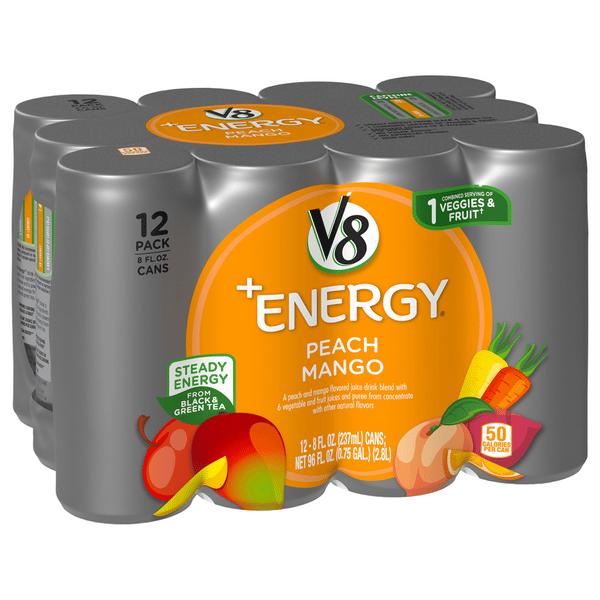 V8 +Energy Peach Mango 12Pk | Hy-Vee Aisles Online Grocery Shopping