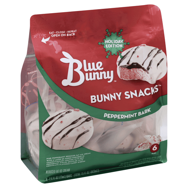 Blue Bunny Bunny Snacks Peppermint Bark Reduced Fat Ice Cream 6