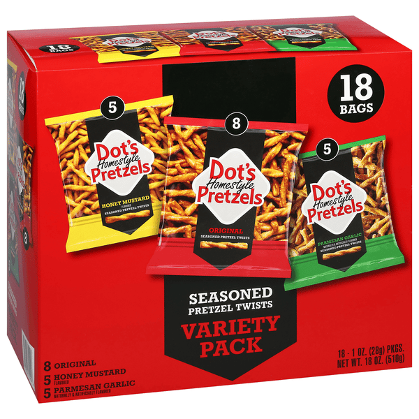 DEESEE'S 4X x50個＋4＋x60個セット Dot's Homestyle Pretzels, Seasoned Pretzel Twists Variety Pack, 18