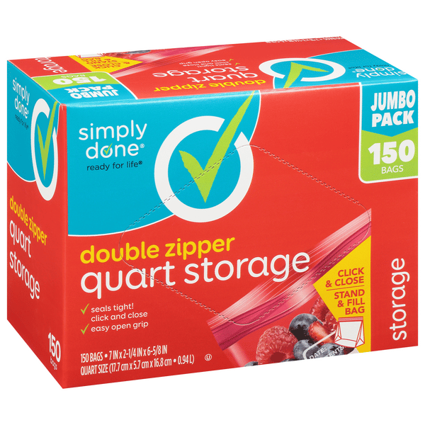 Simply Done Double Zipper Quart Storage Bags | Hy-Vee Aisles