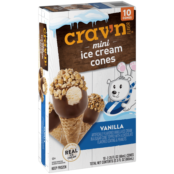 Crav'N Flavor Mini Ice Cream Cones, Vanilla, 10-2.25 fl oz | Hy
