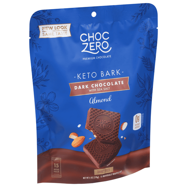 Choczero Keto Bark, Dark Chocolate, With Sea Salt, Almond, Mini