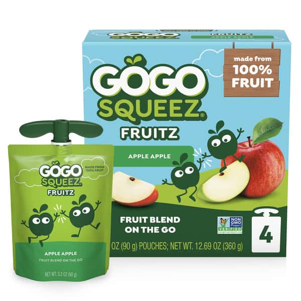 GoGo squeeZ No Sugar Added Apple Applesauce & Fruit Puree Pouches