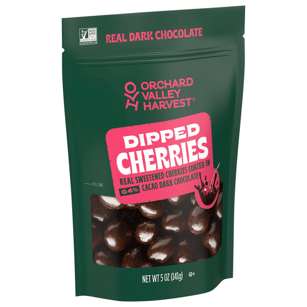 Orchard Valley Harvest Dipped Cherries in 64% Cacao Dark Chocolate