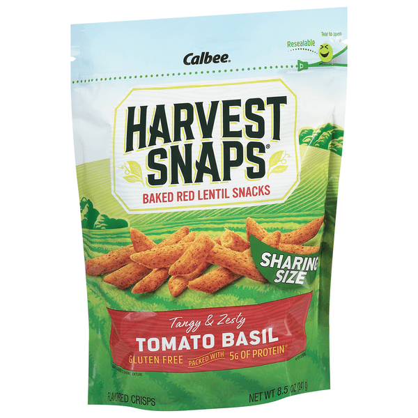 80784→38500 Harvest Snaps Tomato Basil Baked Red Lentil Snacks Sharing Size