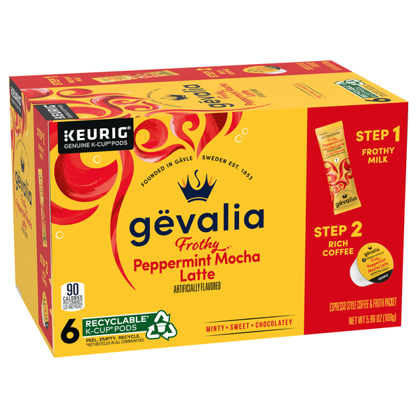 Gevalia Peppermint Mocha Latte Espresso K-Cup Pods & Latte Froth
