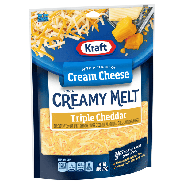 Kraft Shredded Triple Cheddar Cheese Blend with a Touch of