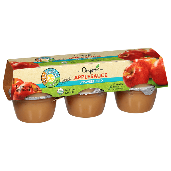 Full Circle Organic Unsweetened Applesauce 6-4 oz Bowls | Hy-Vee
