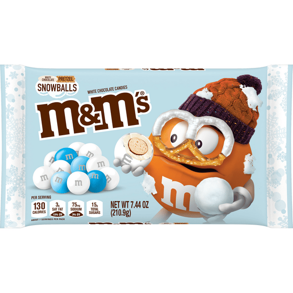 M&M'S White Chocolate Pretzel Snowballs Holiday Candy, 7.44oz | Hy