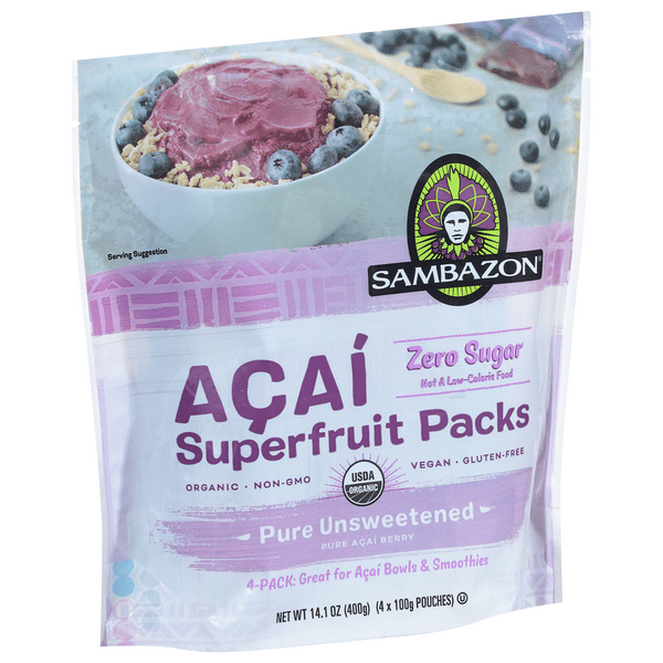 Sambazon Unsweetened Superfruit Packs Pure Acai Berry 4Ct | Hy-Vee