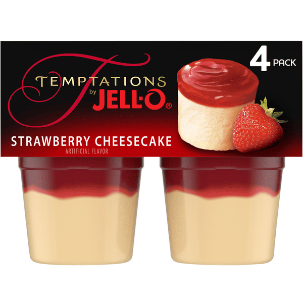 【EXジェル　15g×4個　60g】. Temptations by Jell-O Strawberry Cheesecake Snacks 4Pk Cups | Hy