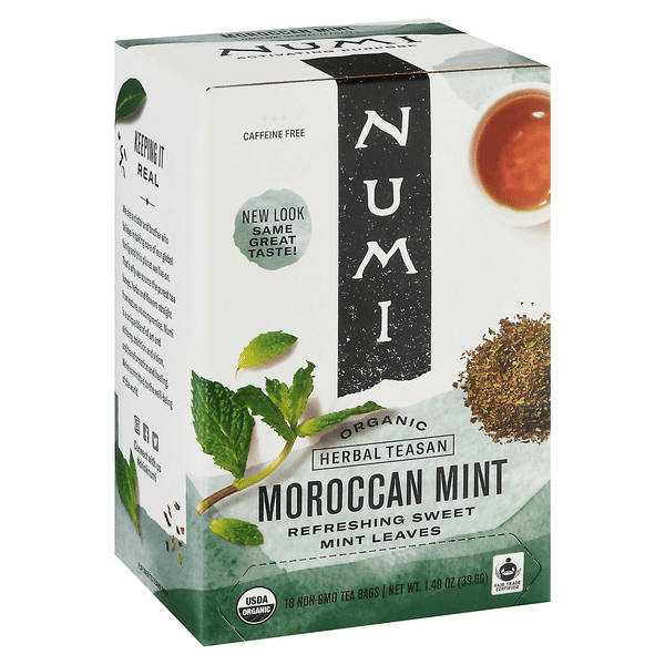 Numi Organic Caffeine Free Herbal Tea, Moroccan Mint 18Ct Bags
