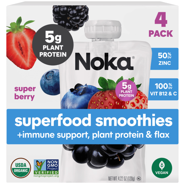 Noka Organic Super Berry Immune Support Smoothie, 4-4.22 oz