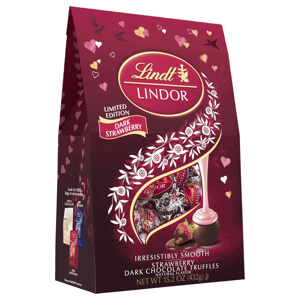 Lindt Lindor Dark Chocolate Truffles, Dark Strawberry | Hy-Vee
