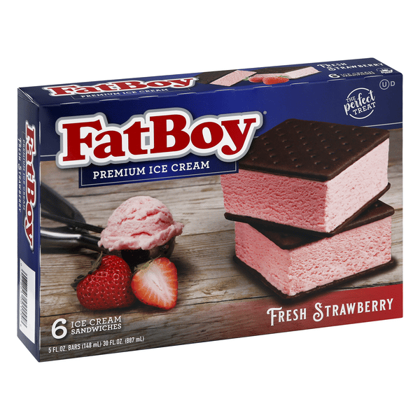 WAY HUGE FAT SANDWICH 未使用品 Fatboy Ice Cream Sandwiches, Fresh Strawberry 6-5 Fl Oz | Hy-Vee