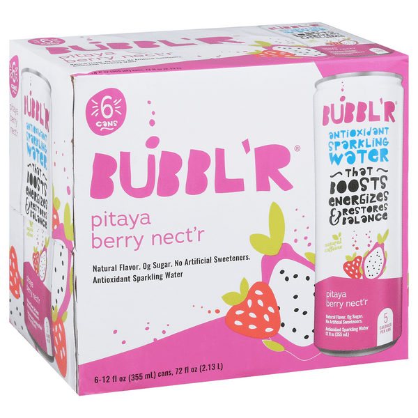 BUBBL'R Pitaya Berry Nect'r Antioxidant Sparkling Water 6Pk | Hy