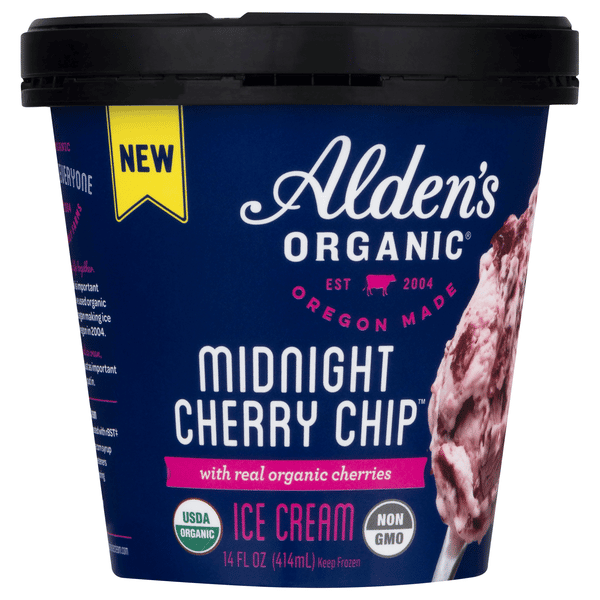 Aldens Organic Midnight Cherry Chip Ice Cream 14 oz | Hy-Vee