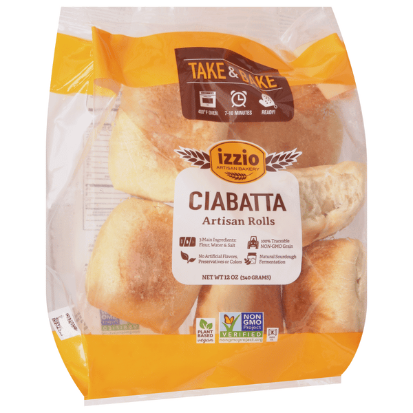 Izzio Artisan Bakery Ciabatta Artisan Rolls, Take & Bake | Hy-Vee