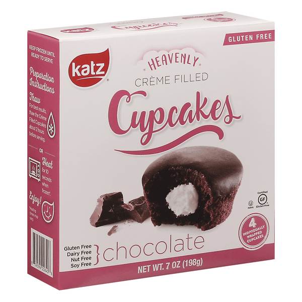 Katz Cupcakes, Chocolate, Creme Filled Gluten Free 4Ct | Hy-Vee