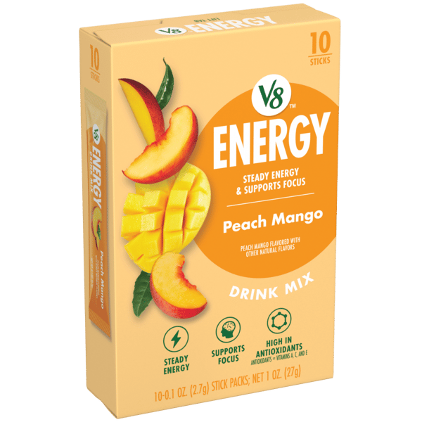 V8 Energy Peach Mango Energy Drink Mix Powder, .10 oz Packet (10