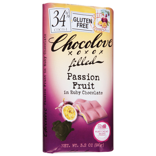 Chocolove Filled Passion Fruit in Ruby Chocolate, 34% Cocoa | Hy
