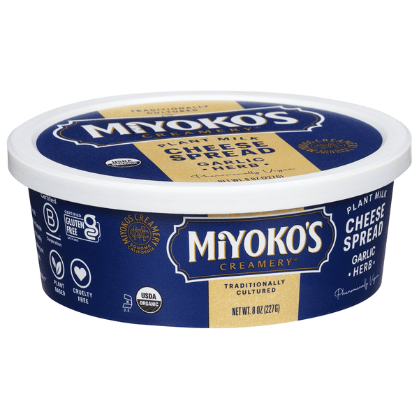Miyoko's Creamery Plant Milk Garlic Herb Cheese Spread 8 oz | Hy