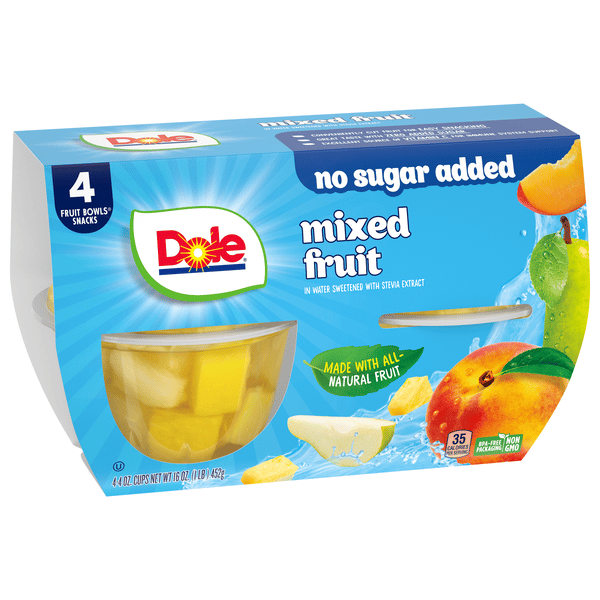 Dole No Sugar Added Mixed Fruit 4 Count | Hy-Vee Aisles Online