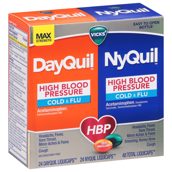 Vicks Dayquil/Nyquil Cold & Flu, Max Strength, High Blood Pressure