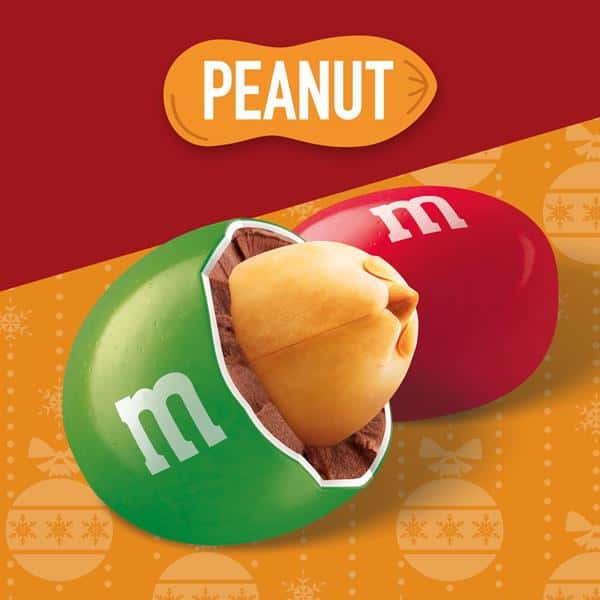 M&M's Holiday Peanut Chocolate Candy, Share Size, 3.27 oz pack