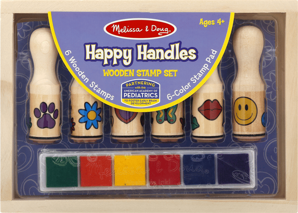 Melissa & Doug Set Timbri In Legno Con Manico | 6 Timbri E Cuscinetto Colori | Include Scratch Art Mini-Pad In Omaggio - 4