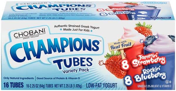 Chobani Champions Tubes Jammin' Strawberry & Rockin' Blueberry