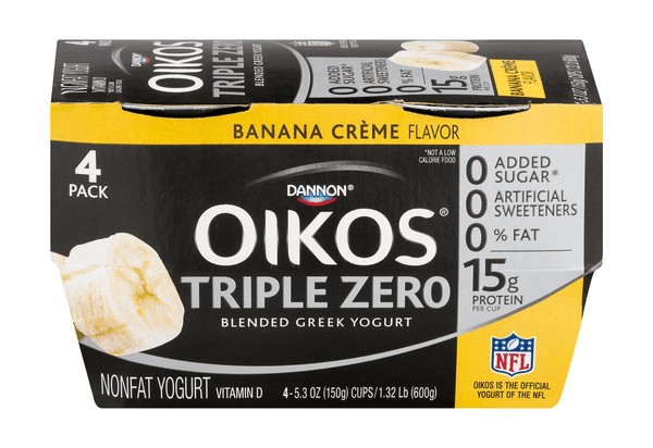 Oikos Triple Zero Banana Creme Nonfat Yogurt 4-5.3 Oz | Hy-Vee