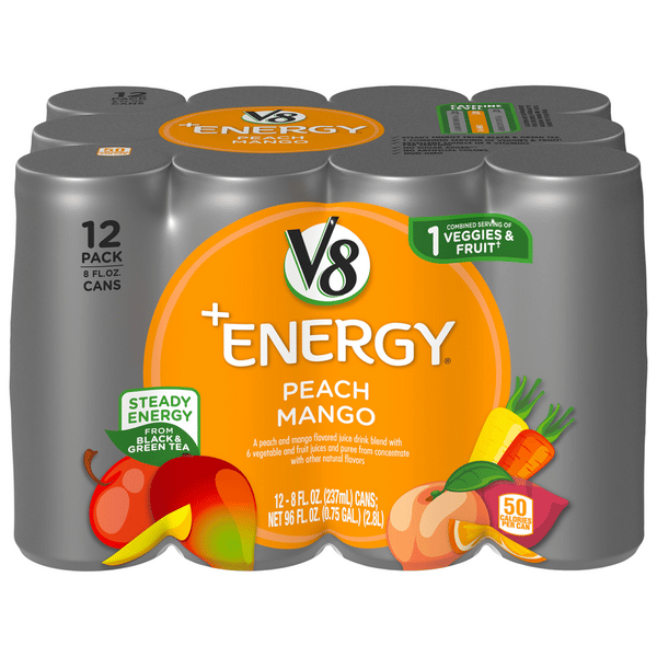 V8 +Energy Peach Mango 12Pk | Hy-Vee Aisles Online Grocery Shopping