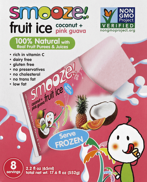 Smooze Fruit Ice, Coconut + Pink Guava 8-2.2 Fl Oz | Hy-Vee Aisles