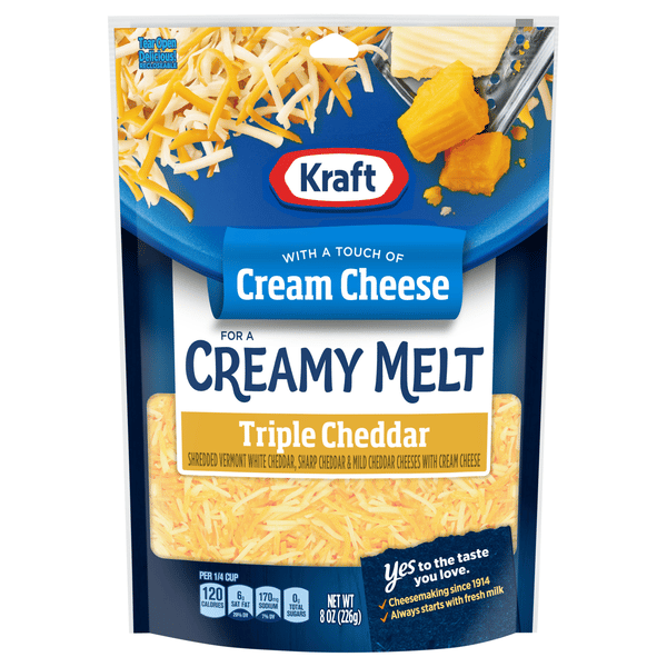Kraft Shredded Triple Cheddar Cheese Blend with a Touch of