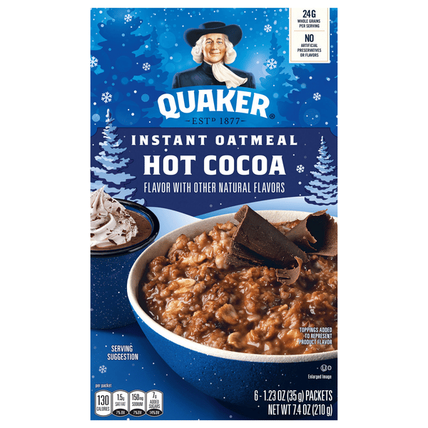 Quaker Instant Hot Cocoa Oatmeal | Hy-Vee Aisles Online Grocery
