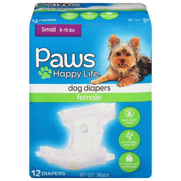 Paws Happy Life Female Dog Diapers Small (8-15 lbs) 12 ea | Hy-Vee