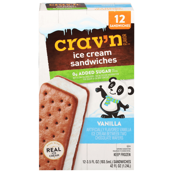 Crav'n Flavor Ice Cream Sandwiches, Vanilla 12-3.5 Fl Oz. | Hy-Vee