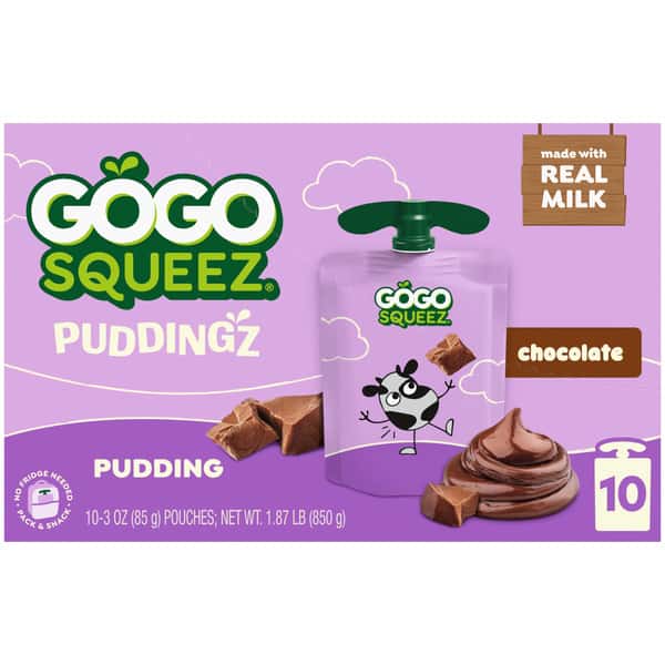 GoGo squeeZ PuddingZ On-the-Go Chocolate Pudding Snack Pouches