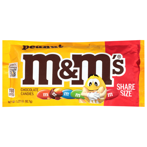 M&M'S Peanut Milk Chocolate Candy, Share Size, 3.27 oz Bag | Hy