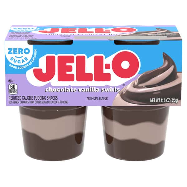 Jell-O Zero Sugar Chocolate Vanilla Swirls Pudding Snack Cups | Hy