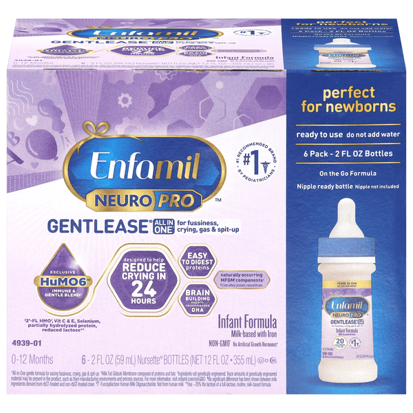 Enfamil Infant Formula, Gentlease Ready to Use Nursette Bottles, 6