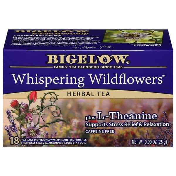 Bigelow Whispering Wildflowers Herbal Tea, Plus Theanine, Caffeine