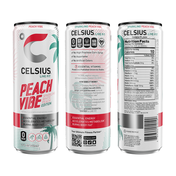 Celsius Peach Vibe Sparkling Energy Drink | Hy-Vee Aisles Online