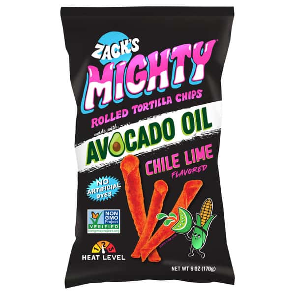 Zack's Mighty Avocado Oil Rolled Tortilla Chips, Chile Lime | Hy