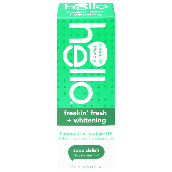 Hello Fluoride Free Natural Spearmint Toothpaste with Hemp Seed