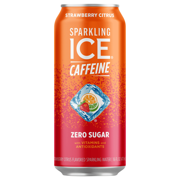 Sparkling Ice +Caffeine, Strawberry Citrus Flavored Sparkling