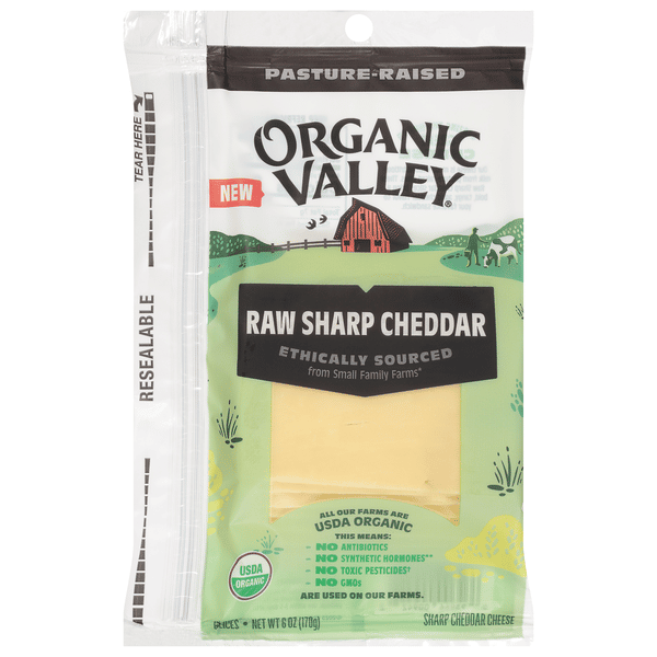 Organic Valley Cheese Slices, Raw Sharp Cheddar, 8Ct | Hy-Vee